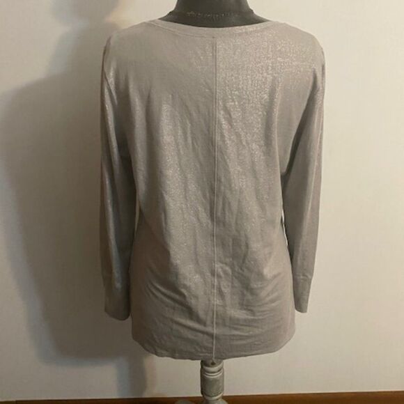 a.n.a. Metallic long sleeve crew neck top, size L - Picture 2 of 3